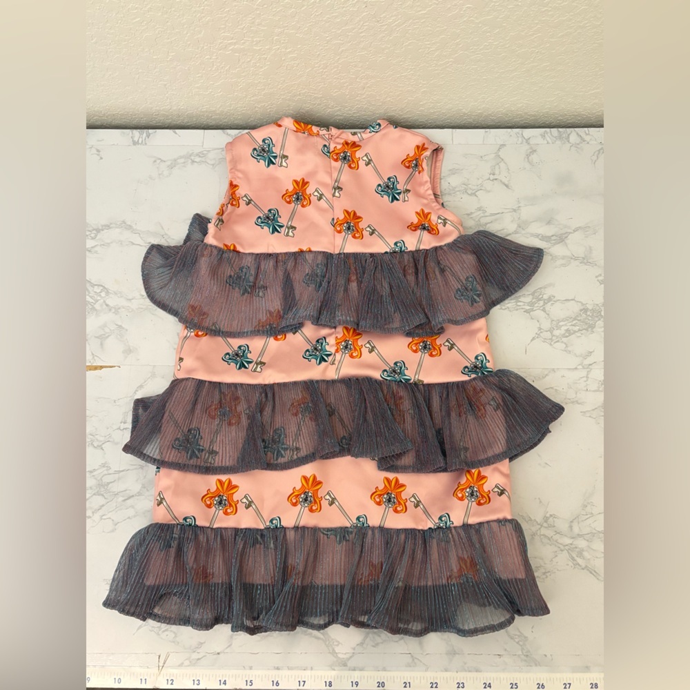 Cartel Uniquely Different Girls Dress Sz 4 Lace Tiered Pink Keys Back Zip​ - Picture 4 of 10